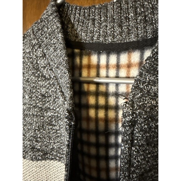 Men’s Blue/Gray Color Block Sweater Full Zip Size Large Pockets Fleece Lined XL - Picture 3 of 4